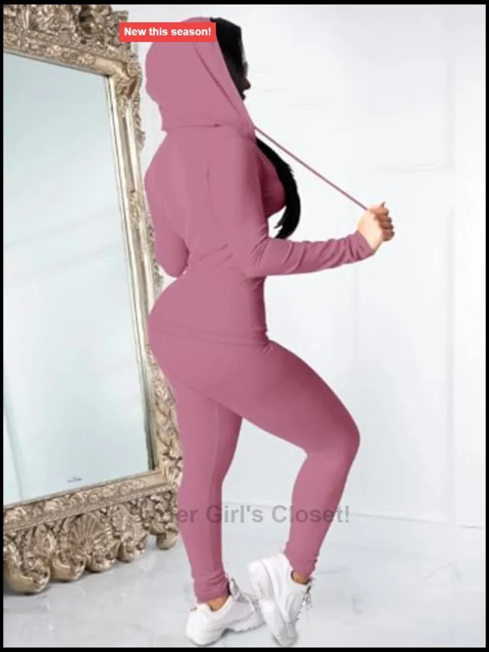 Two Piece Workout Set Bodycon Hoodie Jogger Tracksuit Zip Up Matching Set